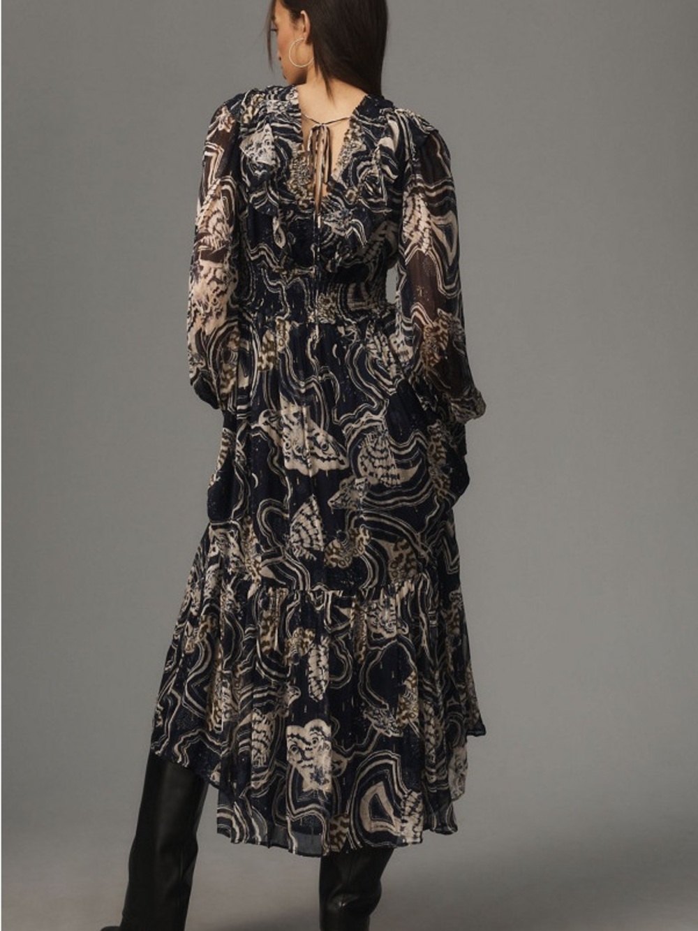 Anthropologie X Printer Johnson Long Sleeve Midi Dress Boho Date Night View 3